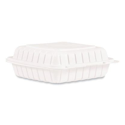 ProPlanet Hinged Lid Containers, Single Compartment, 9 x 8.8 x 3, White, Plastic, 150/Carton