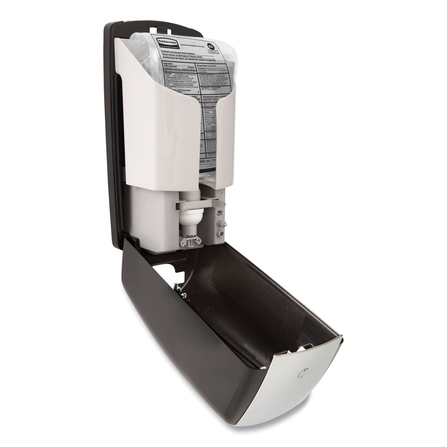 Rubbermaid AutoFoam Touch-Free Dispenser, 1,100 mL, 5.2 x 5.25 x 10.9, Black/Chrome