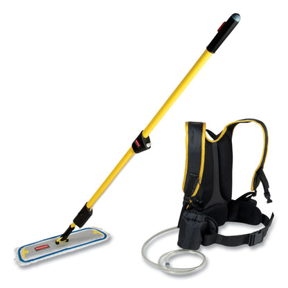 Rubbermaid Flow Finishing System, 18" Wide Nylon Head, 56" Yellow Plastic Handle