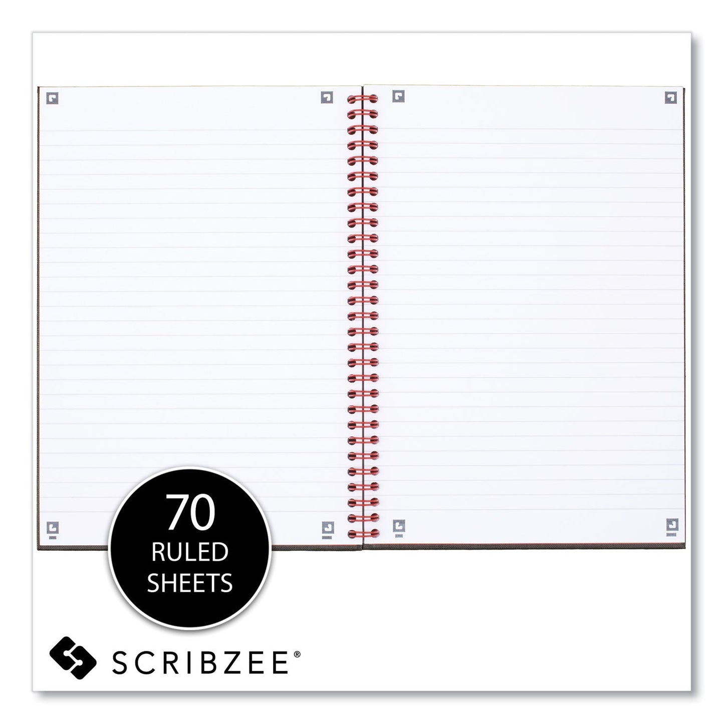 Black n' Red Hardcover Twinwire Notebook, SCRIBZEE Compatible, 1 Subject, Wide/Legal Rule, Black Cover, 9.88 x 6.88, 70 Sheets