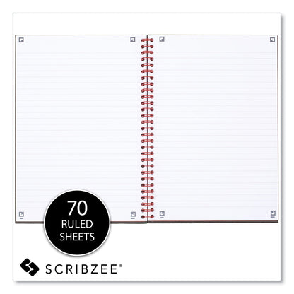 Black n' Red Hardcover Twinwire Notebook, SCRIBZEE Compatible, 1 Subject, Wide/Legal Rule, Black Cover, 9.88 x 6.88, 70 Sheets