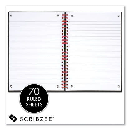 Black n' Red Flexible Cover Twinwire Notebook, SCRIBZEE Compatible, 1 Subject, Wide/Legal Rule, Black Cover, 8.25 x 5.63, 70 Sheets