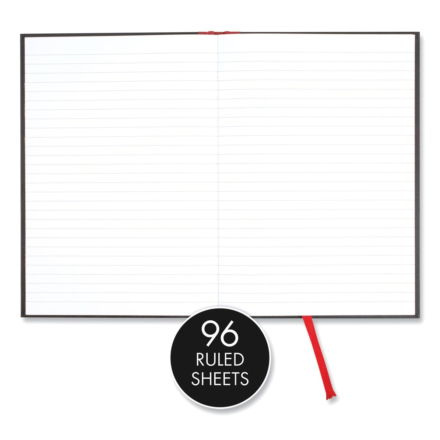 Black n' Red Hardcover Casebound Notebook, SCRIBZEE Compatible, 1 Subject, Wide/Legal Rule, Black Cover, 9.75 x 6.75, 96 Sheets