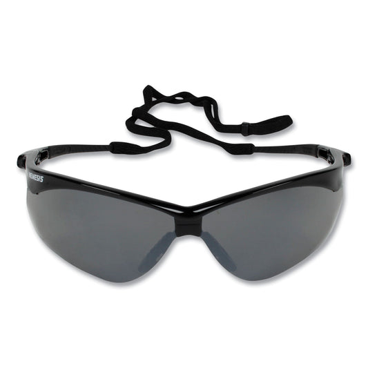 KleenGuard Nemesis Safety Glasses, Black Frame, Smoke Mirror Lens, 12/Box