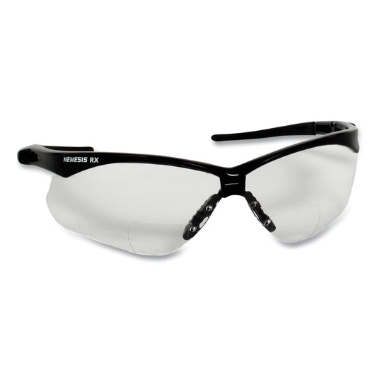KleenGuard V60 Nemesis Rx Reader Safety Glasses, Black Frame, Clear Lens, +3.0 Diopter Strength, 12/Box