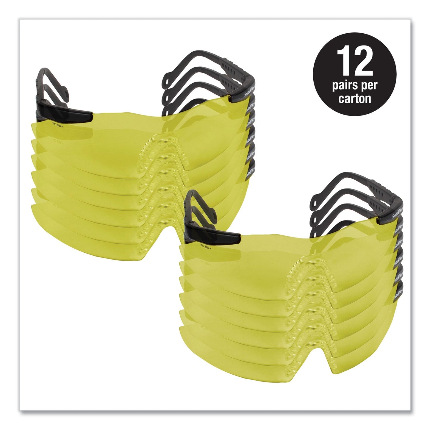 Smith & Wesson Magnum 3G Safety Eyewear, Black Frame, Yellow/Amber Lens, 12/Box