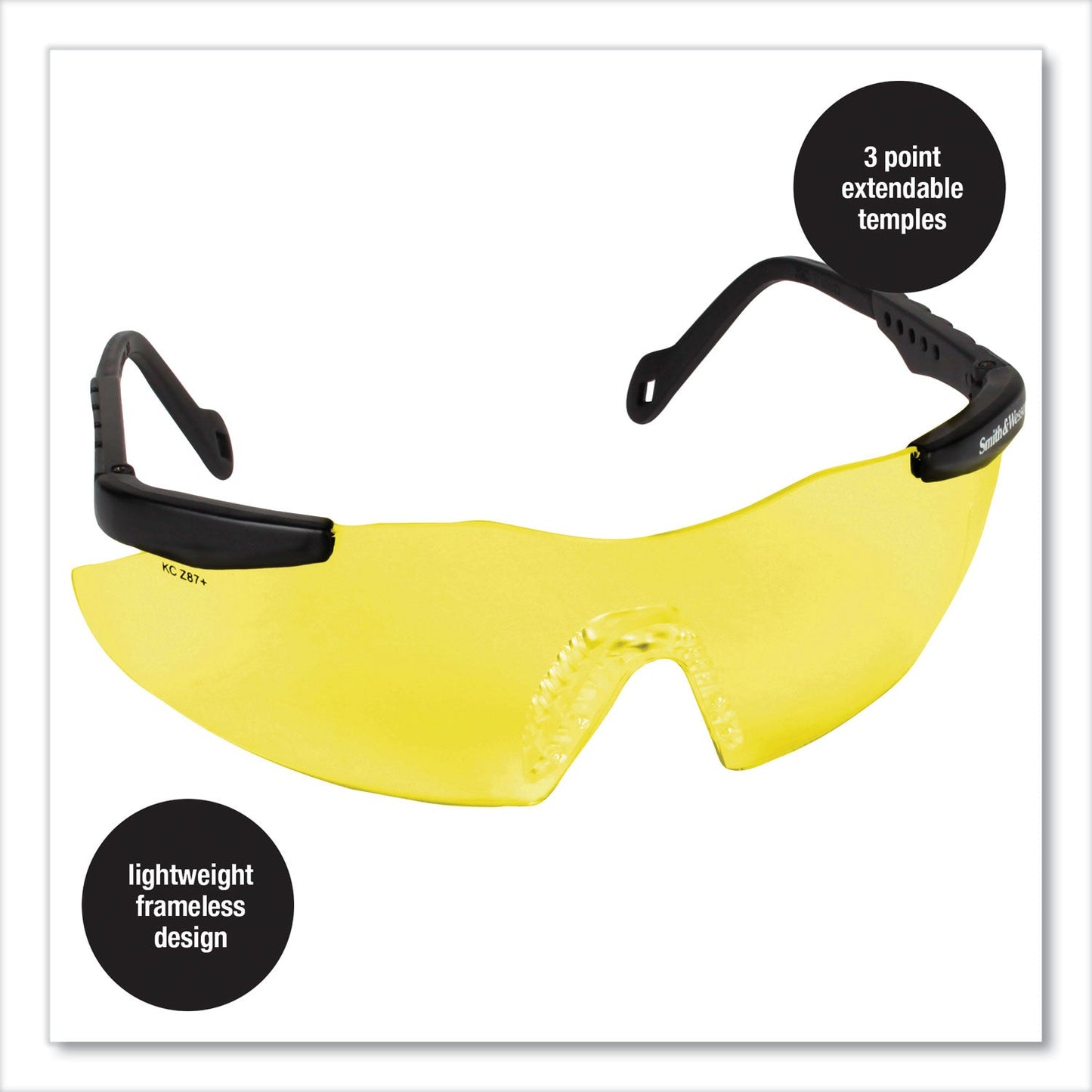 Smith & Wesson Magnum 3G Safety Eyewear, Black Frame, Yellow/Amber Lens, 12/Box