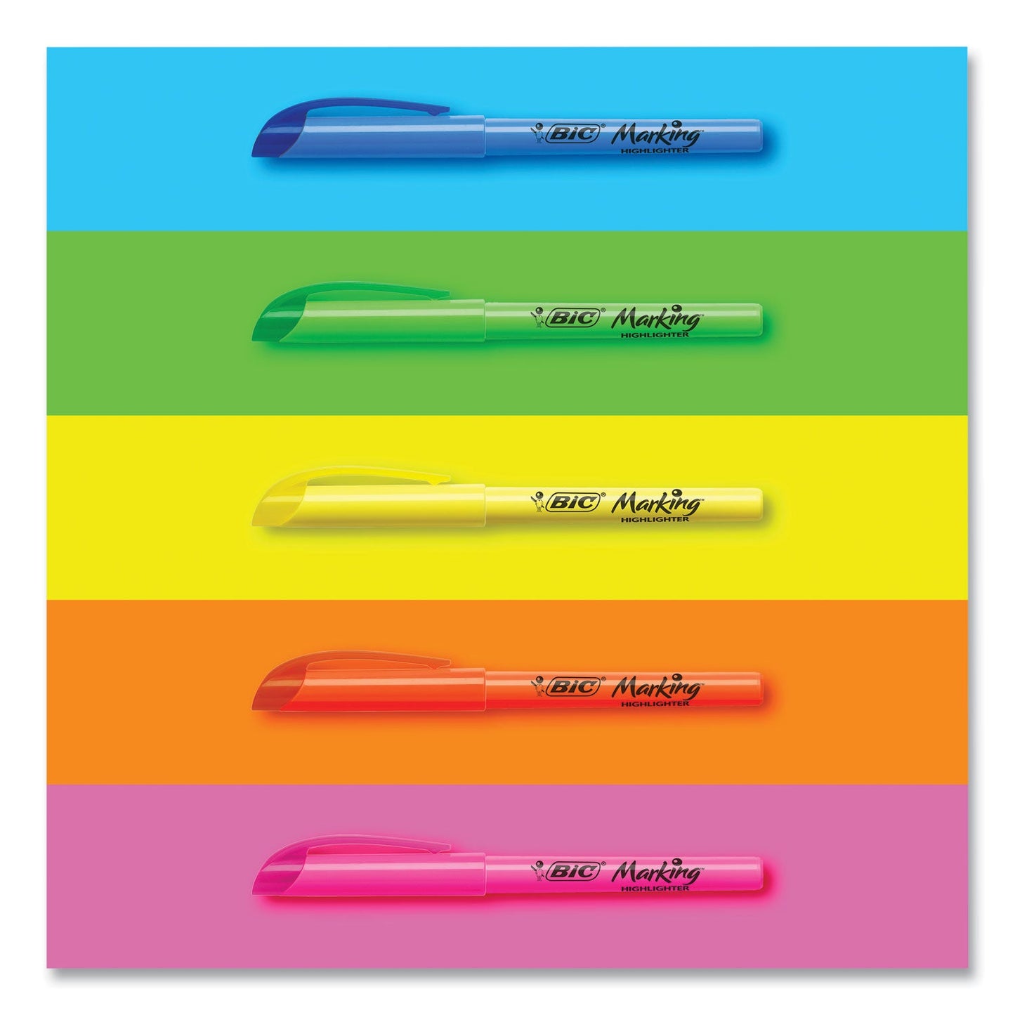 BIC Brite Liner Highlighter, Fluorescent Yellow Ink, Chisel Tip, Yellow/Black Barrel, Dozen