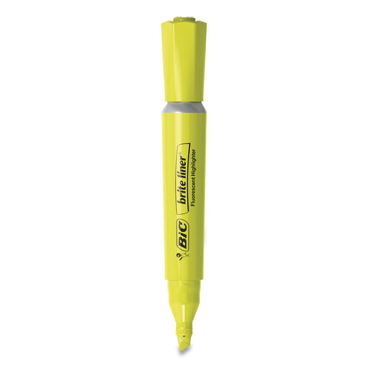 BIC Brite Liner Tank-Style Highlighter, Assorted Ink Colors, Chisel Tip, Assorted Barrel Colors, Dozen