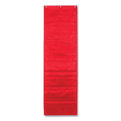 Carson-Dellosa Education Storage Pocket Chart, 10 Pockets, Hanger Grommets, 14 x 47, Red