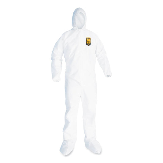 KleenGuard A20 Breathable Particle Protection Coveralls, Elastic Back, Hood and Boots, Large, White, 24/Carton