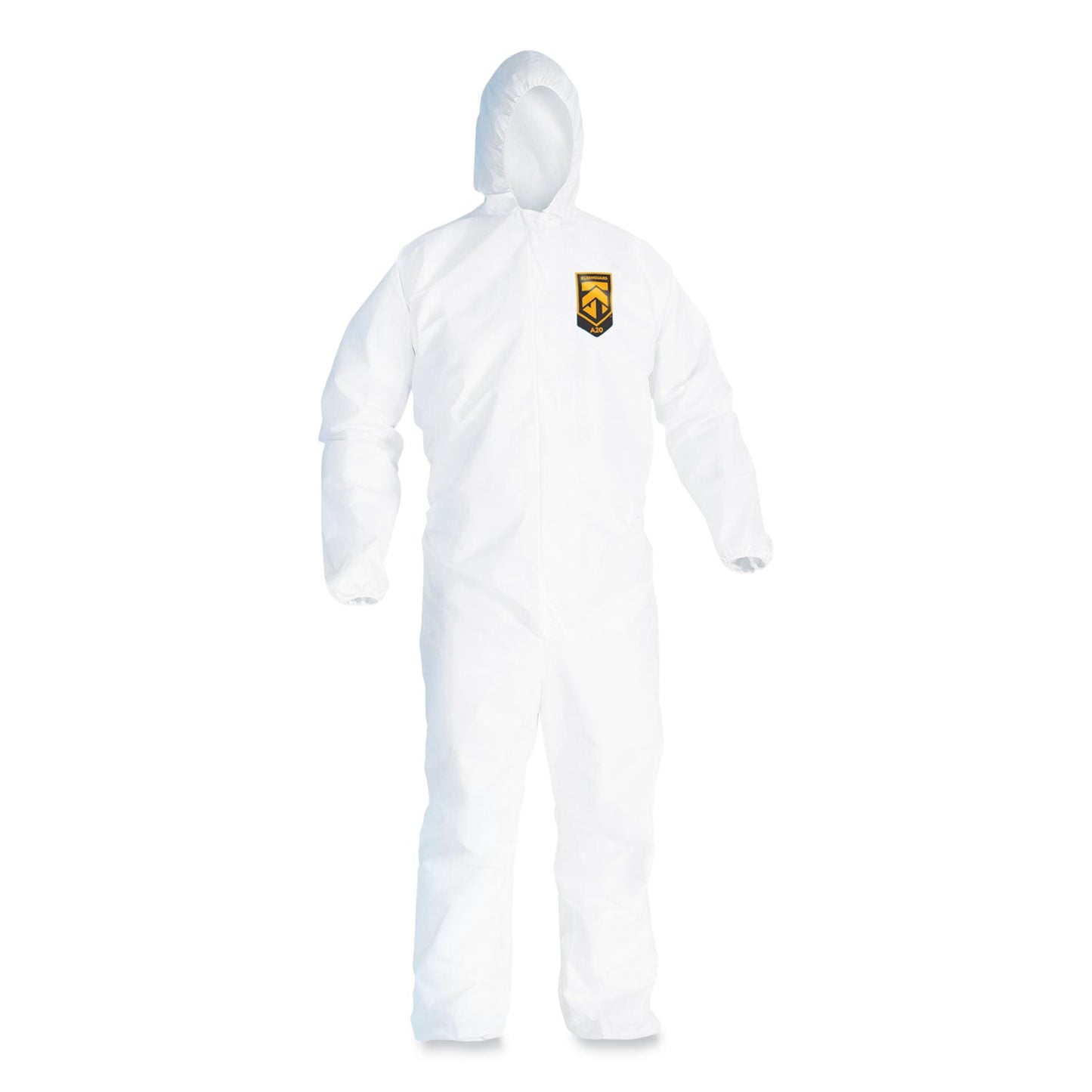 KleenGuard A20 Breathable Particle Protection Coveralls, Elastic Back, Hood, Medium, White, 24/Carton