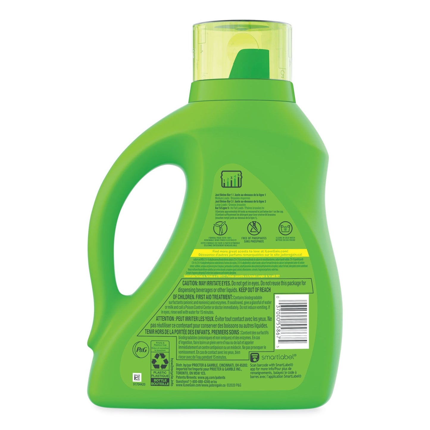 Gain Liquid Laundry Detergent, Gain Original Scent, 92 oz Bottle, 4/Carton
