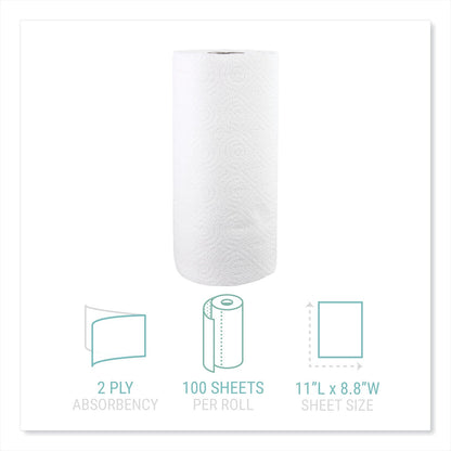 Windsoft Kitchen Roll Towels, 2-Ply, 11 x 8.8, White, 100/Roll, 30 Rolls/Carton