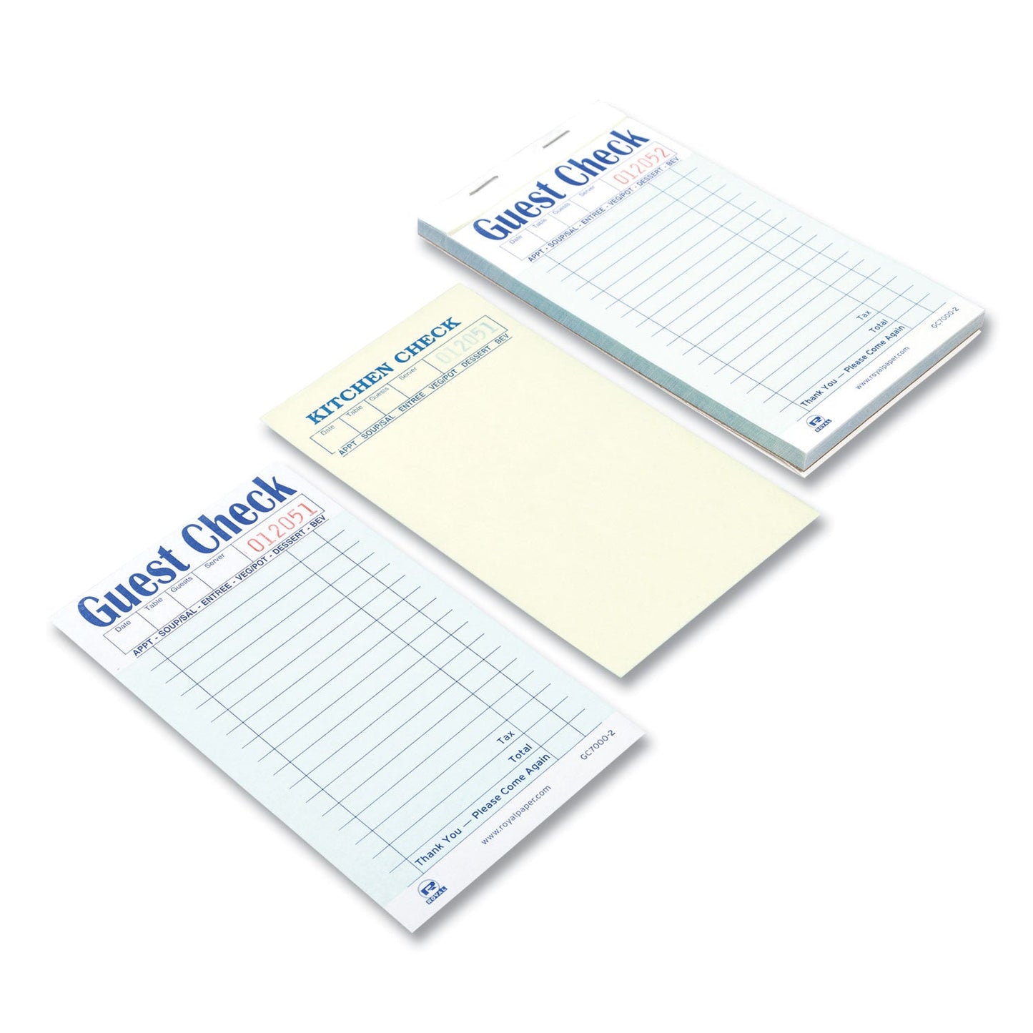 AmerCareRoyal Guest Check Book, Two-Part Carbonless, 3.6 x 6.7, 1/Page, 50/Book, 50 Books/Carton
