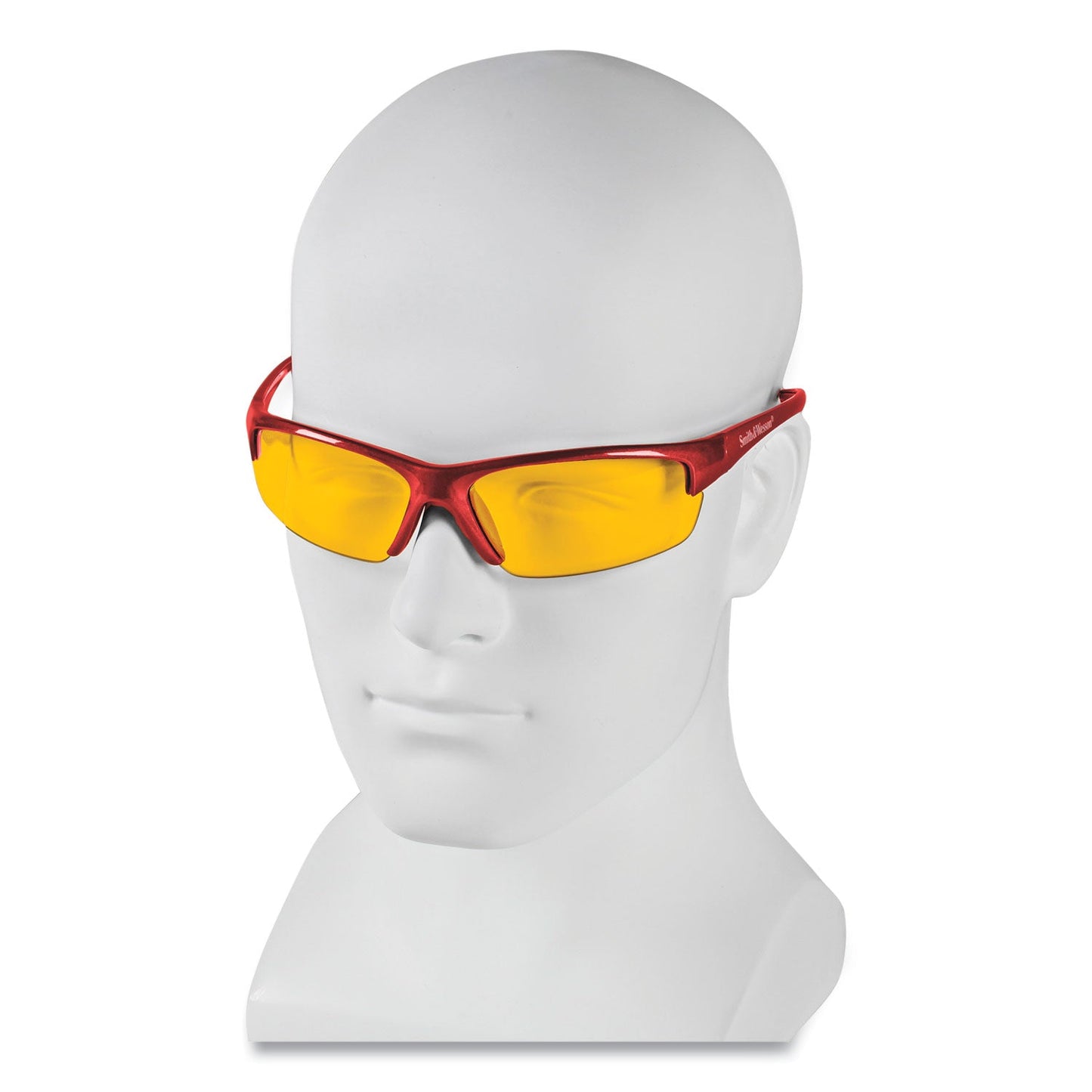 KleenGuard Equalizer Safety Glasses, Red Frames, Amber/Yellow Lens, 12/Box