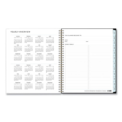 Blue Sky Baccara Dark Monthly Planner, Baccara Dark Floral Artwork, 10 x 8, Gray/Black/Gold Cover, 2023