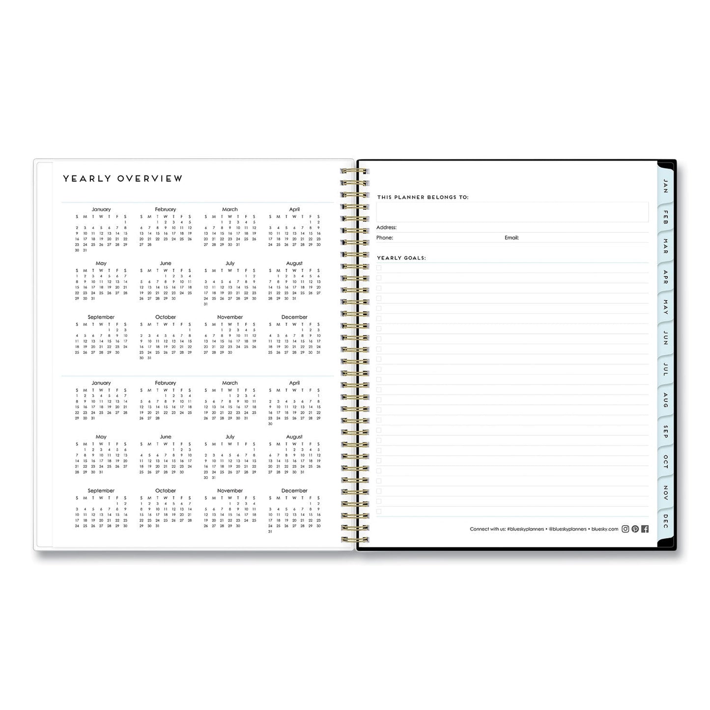 Blue Sky Baccara Dark Create-Your-Own Cover Weekly/Monthly Planner, Floral, 11 x 8.5, Gray/Black/Gold Cover, 12-Month (Jan-Dec): 2023