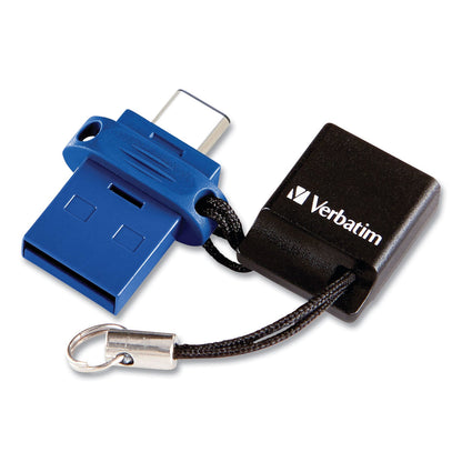 Verbatim Store ‘n' Go Dual USB 3.0 Flash Drive for USB-C Devices, 64 GB, Blue
