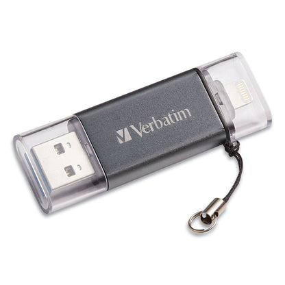 Verbatim Store 'n' Go Dual USB 3.0 Flash Drive for Apple Lightning Devices, 32 GB, Graphite
