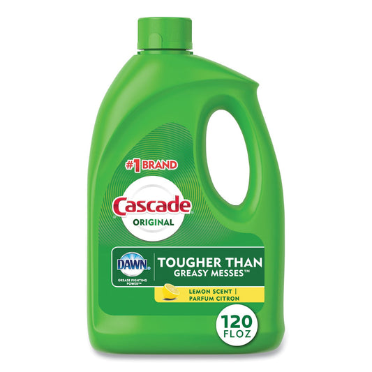 Cascade Dishwasher Gel with Dawn, Lemon, 120 oz Bottle, 4/Carton