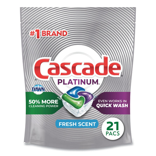 Cascade ActionPacs, Fresh Scent, 11.7 oz Bag, 21/Pack, 5 Packs/Carton