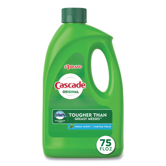 Cascade Dishwasher Gel with Dawn, Fresh, 75 oz Bottle, 6/Carton