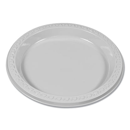 Tablemate Plastic Dinnerware, Plates, 7" dia, White, 125/Pack