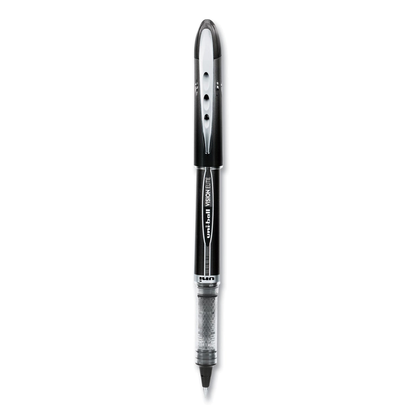 uniball VISION ELITE Roller Ball Pen, Stick, Extra-Fine 0.5 mm, Black Ink, Black Barrel