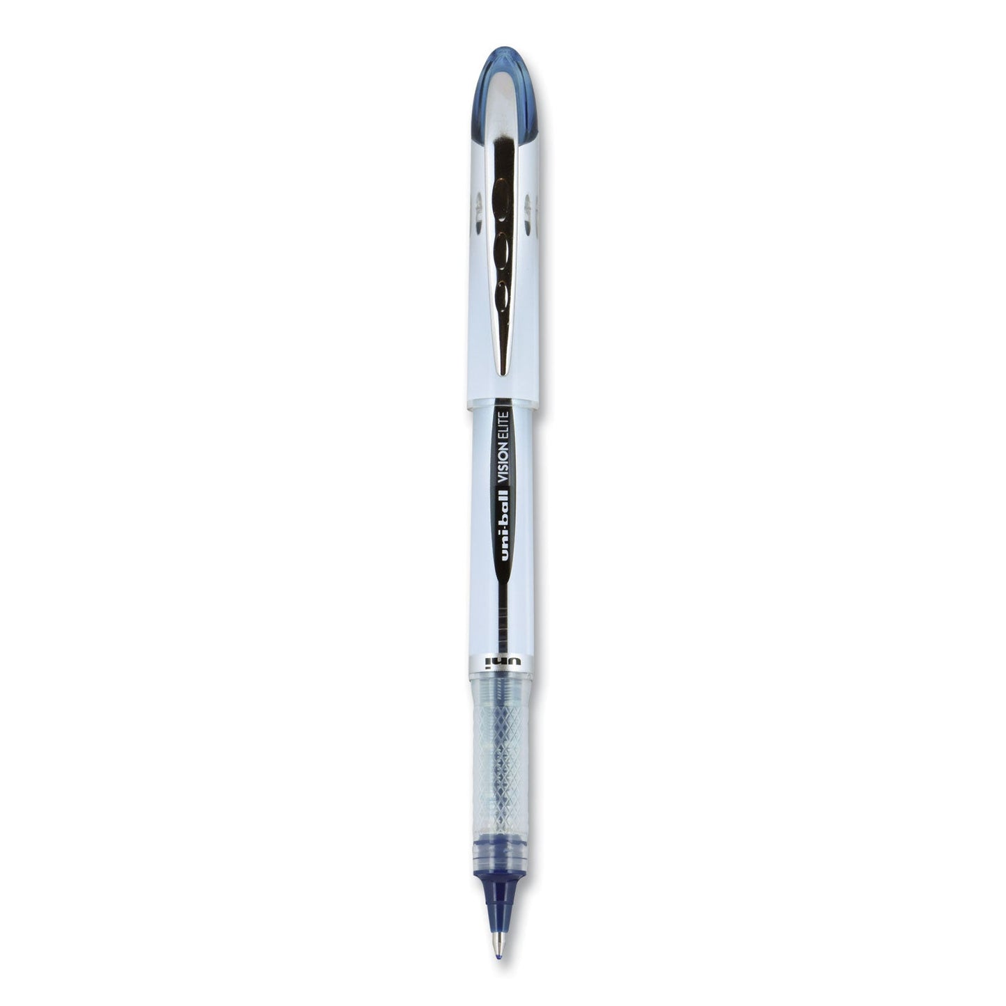 uniball VISION ELITE Roller Ball Pen, Stick, Bold 0.8 mm, Blue-Black Ink, White/Blue Barrel