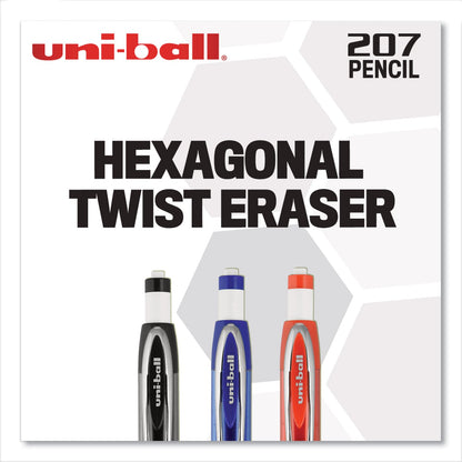 uniball 207 Mechanical Pencil with Lead and Eraser Refills, 0.7 mm, HB (#2), Black Lead, Assorted Barrel Colors, 3/Set