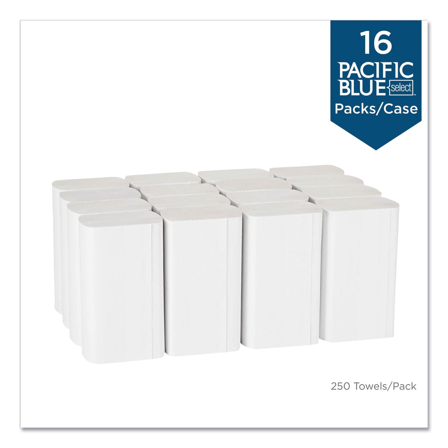Georgia Pacific Pacific Blue Select Folded Paper Towels, 9.2 x 9.4, White, 250/Pack, 16 Packs/Carton