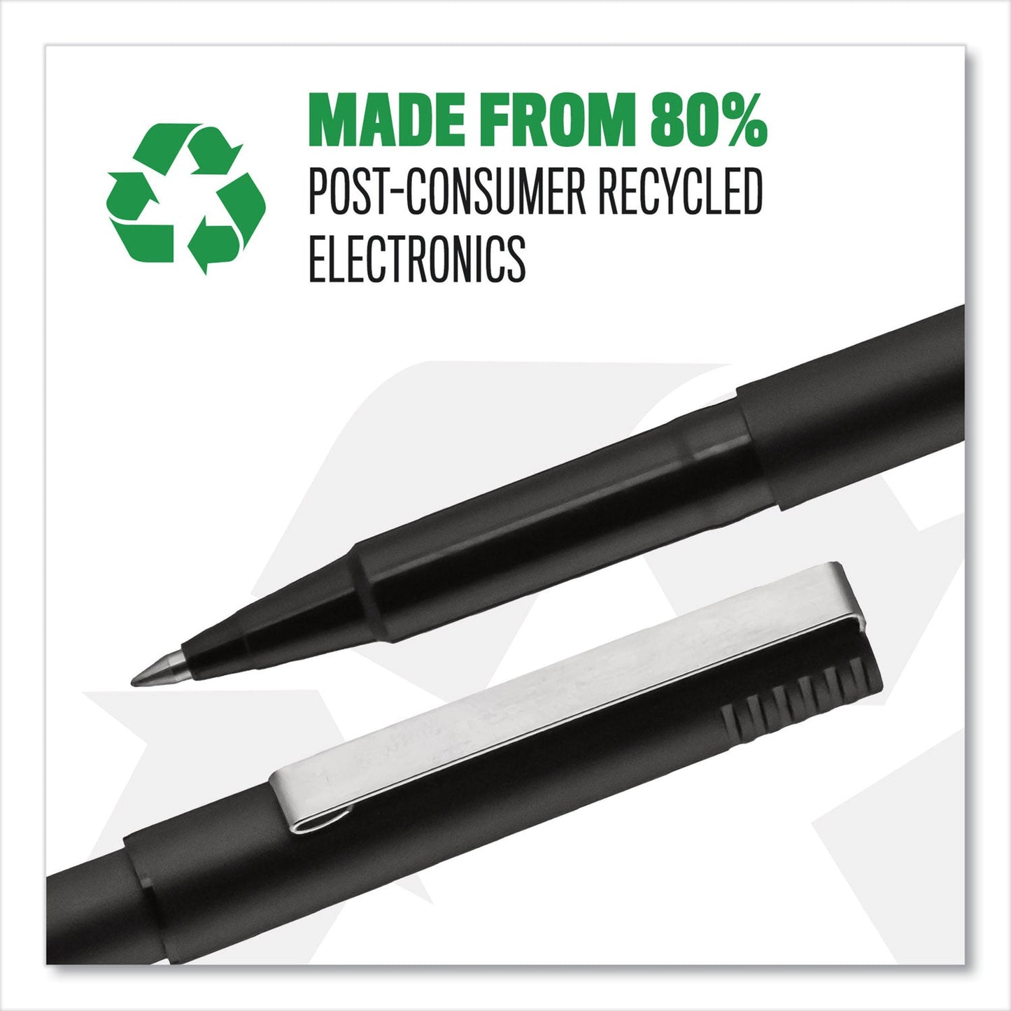 uniball Roller Ball Pen, Stick, Micro 0.5 mm, Black Ink, Black Matte Barrel, Dozen