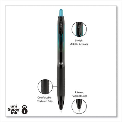 uniball 207 BLX Series Gel Pen, Retractable, Medium 0.7 mm, Black Ink, Translucent Black Barrel