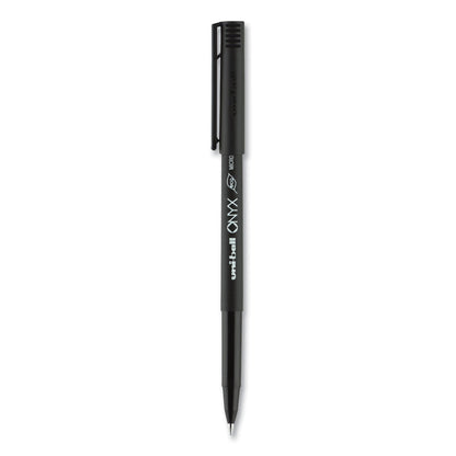 uniball ONYX Roller Ball Pen, Stick, Micro 0.5 mm, Black Ink, Black Matte Barrel, Dozen