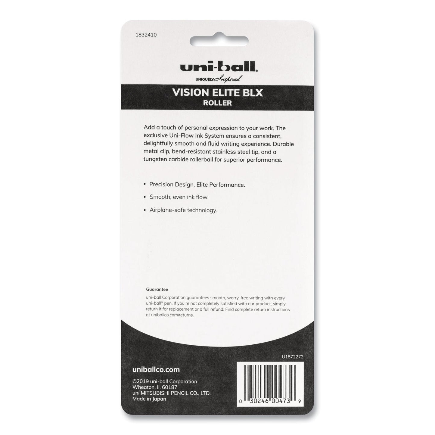 uniball VISION ELITE BLX Series Roller Ball Pen, Stick, Micro 0.5 mm, Assorted Ink and Barrel Colors, 5/Pack