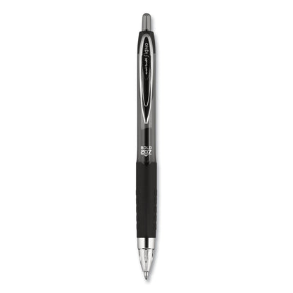 uniball Signo 207 Gel Pen, Retractable, Bold 1 mm, Black Ink, Translucent Black Barrel, Dozen