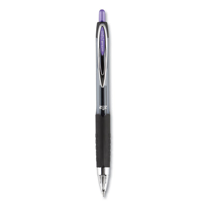uniball Signo 207 Gel Pen, Retractable, Medium 0.7 mm, Purple Ink, Smoke/Black/Purple Barrel, Dozen