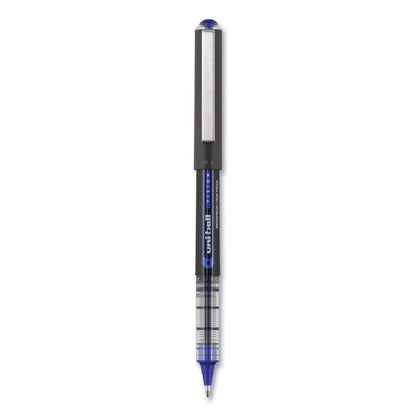 uniball VISION Roller Ball Pen, Stick, Bold 1 mm, Blue Ink, Black/Blue Barrel, Dozen