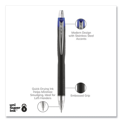 uniball Jetstream Retractable Ballpoint Pen, Bold 1 mm, Blue Ink, Black Barrel