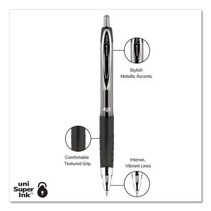 uniball Signo 207 Gel Pen, Retractable, Medium 0.7 mm, Black Ink, Translucent Black Barrel, 4/Pack