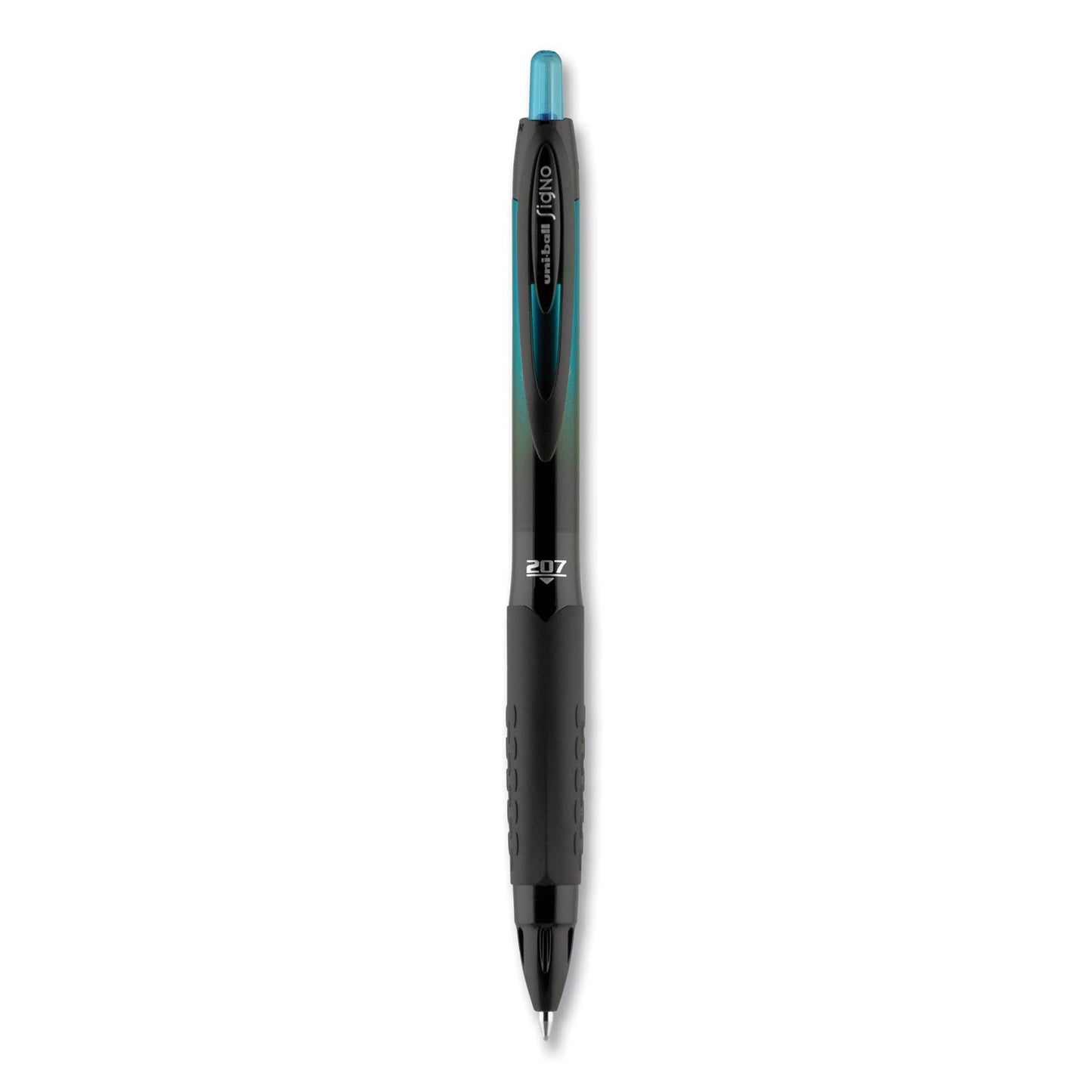 uniball 207 BLX Series Gel Pen, Retractable, Medium 0.7 mm, Black Ink, Translucent Black Barrel