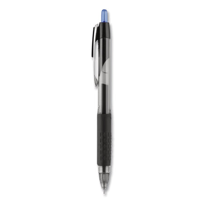 uniball Signo 207 Needle Point Gel Pen, Retractable, Medium 0.7 mm, Blue Ink, Black Barrel, Dozen