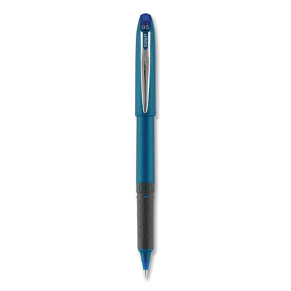 uniball Grip Roller Ball Pen, Stick, Micro 0.5 mm, Blue Ink, Blue Barrel, Dozen