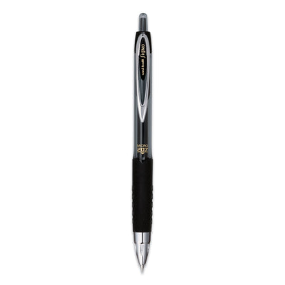 uniball Signo 207 Gel Pen, Retractable, Micro 0.5 mm, Black Ink, Smoke/Black Barrel, Dozen