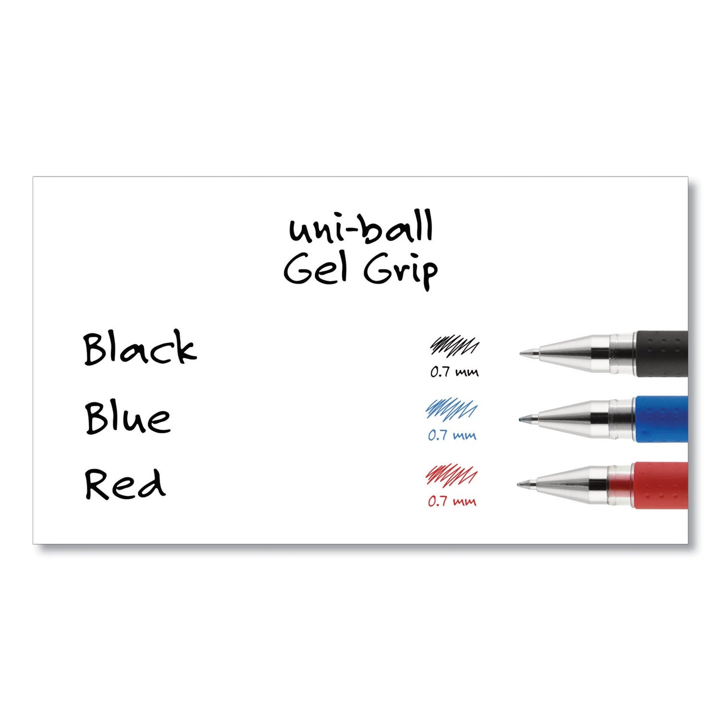 uniball Signo GRIP Gel Pen, Stick, Medium 0.7 mm, Blue Ink, Silver/Blue Barrel, Dozen