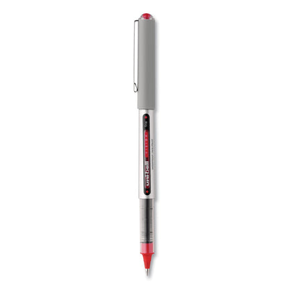 uniball VISION Roller Ball Pen, Stick, Fine 0.7 mm, Red Ink, Gray/Red Barrel, Dozen
