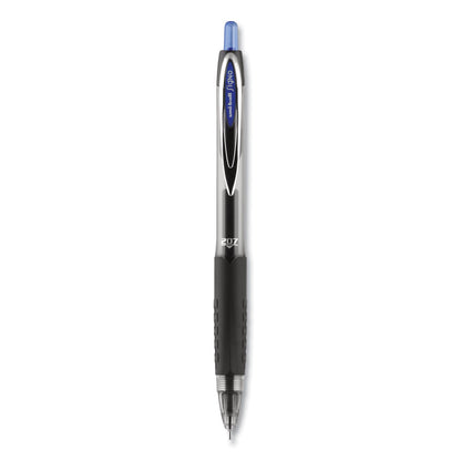 uniball Signo 207 Needle Point Gel Pen, Retractable, Medium 0.7 mm, Blue Ink, Black Barrel, Dozen