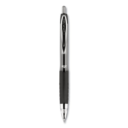 uniball Signo 207 Gel Pen, Retractable, Medium 0.7 mm, Black Ink, Smoke/Black Barrel, Dozen