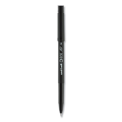 uniball ONYX Roller Ball Pen, Stick, Fine 0.7 mm, Black Ink, Black Matte Barrel, 72/Pack